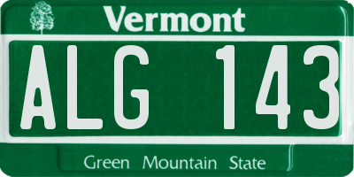 VT license plate ALG143