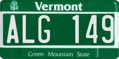 VT license plate ALG149