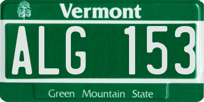 VT license plate ALG153