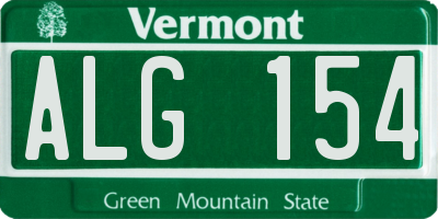 VT license plate ALG154