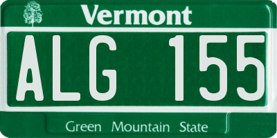 VT license plate ALG155