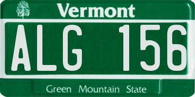 VT license plate ALG156