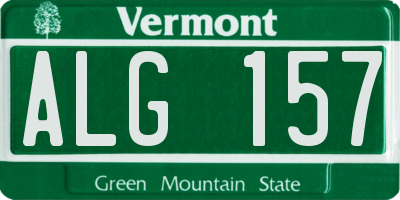 VT license plate ALG157