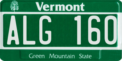 VT license plate ALG160