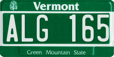 VT license plate ALG165