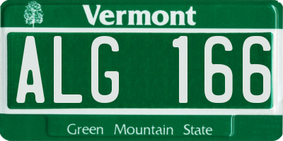 VT license plate ALG166