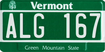 VT license plate ALG167