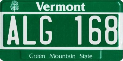 VT license plate ALG168