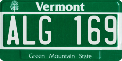 VT license plate ALG169