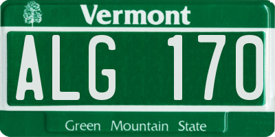 VT license plate ALG170