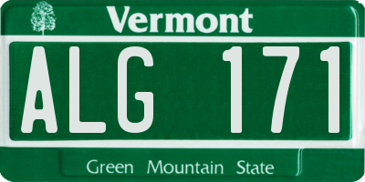 VT license plate ALG171