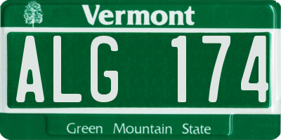 VT license plate ALG174