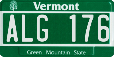 VT license plate ALG176