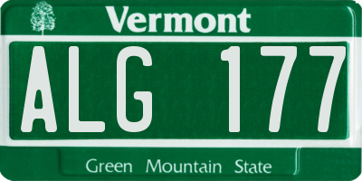 VT license plate ALG177