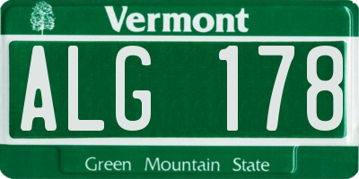 VT license plate ALG178