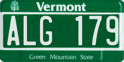 VT license plate ALG179
