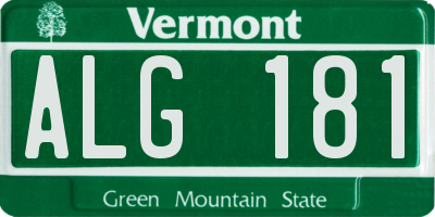 VT license plate ALG181