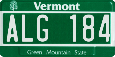 VT license plate ALG184
