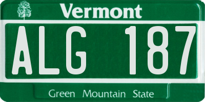 VT license plate ALG187