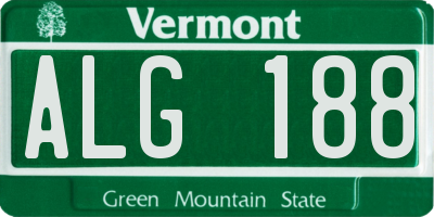 VT license plate ALG188