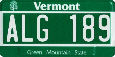 VT license plate ALG189