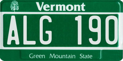 VT license plate ALG190