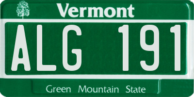 VT license plate ALG191