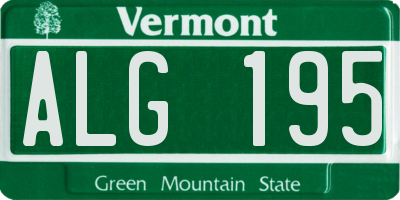 VT license plate ALG195