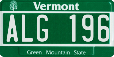 VT license plate ALG196