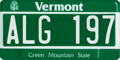 VT license plate ALG197