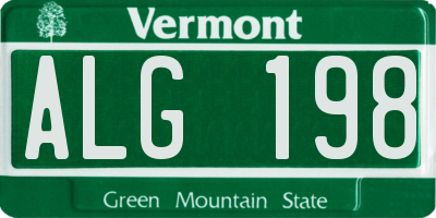 VT license plate ALG198
