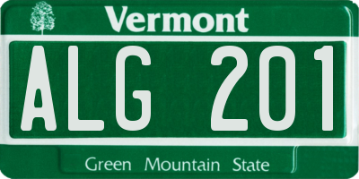 VT license plate ALG201