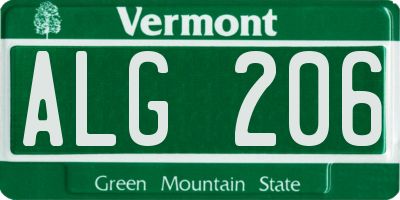 VT license plate ALG206