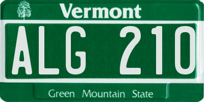 VT license plate ALG210