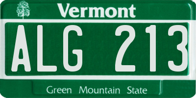 VT license plate ALG213
