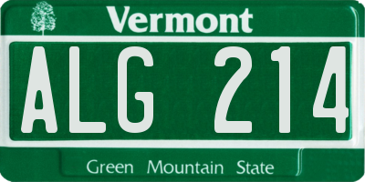 VT license plate ALG214
