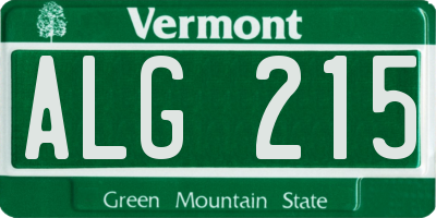 VT license plate ALG215