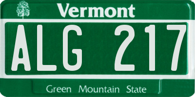 VT license plate ALG217