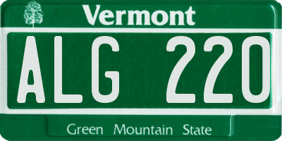 VT license plate ALG220
