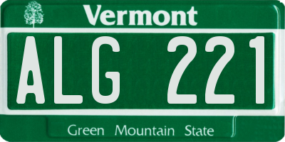 VT license plate ALG221