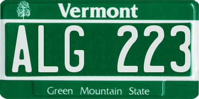 VT license plate ALG223