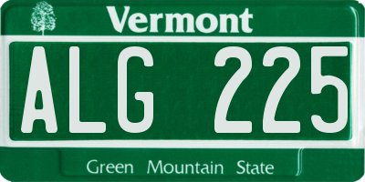 VT license plate ALG225