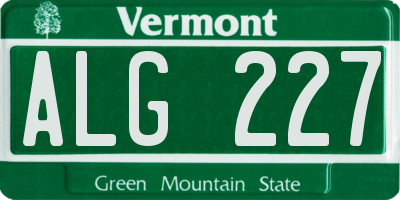 VT license plate ALG227