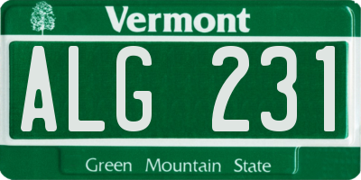 VT license plate ALG231