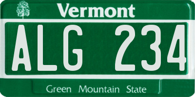 VT license plate ALG234