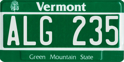 VT license plate ALG235