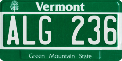 VT license plate ALG236