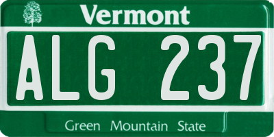 VT license plate ALG237