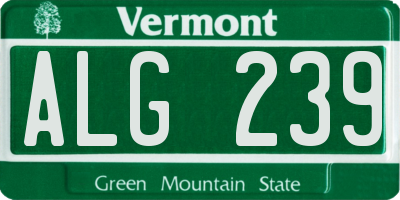 VT license plate ALG239