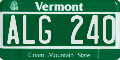 VT license plate ALG240